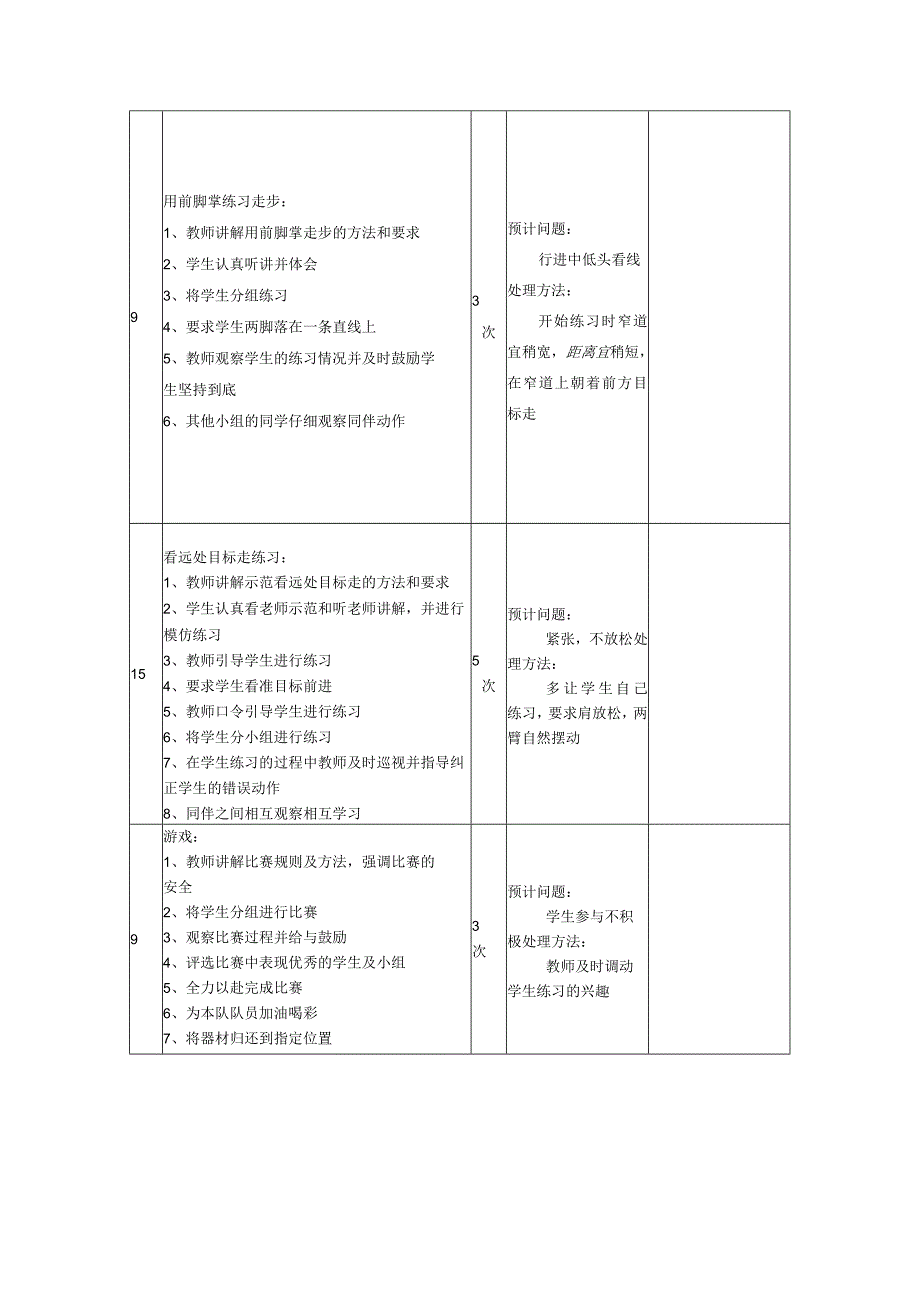 小学体育二年级体育沿地面上直线或看远处目标用前脚掌走教案.docx_第2页