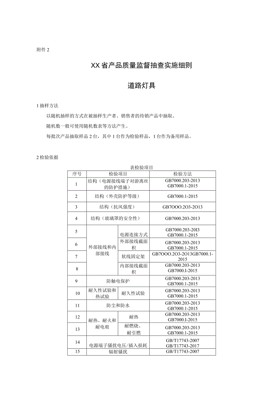 产品质量监督抽查实施细则——道路灯具.docx_第1页