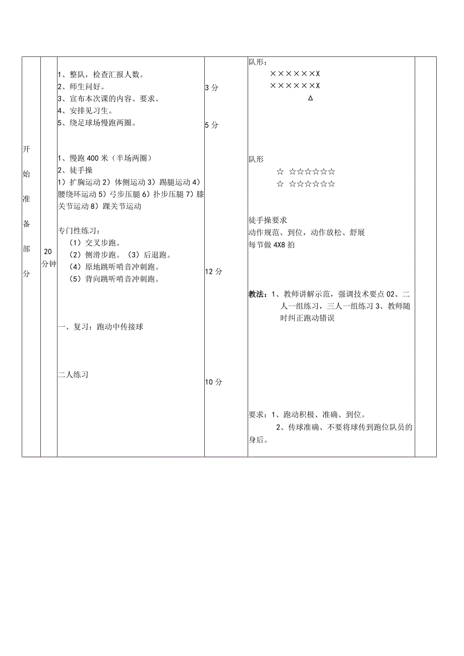 大学足球专业体育课跑动中传接球学习运球射门教案.docx_第2页