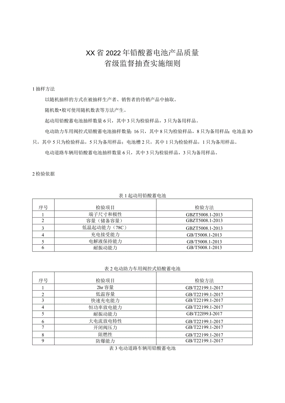 2022年铅酸蓄电池产品质量省级监督抽查实施细则.docx_第1页