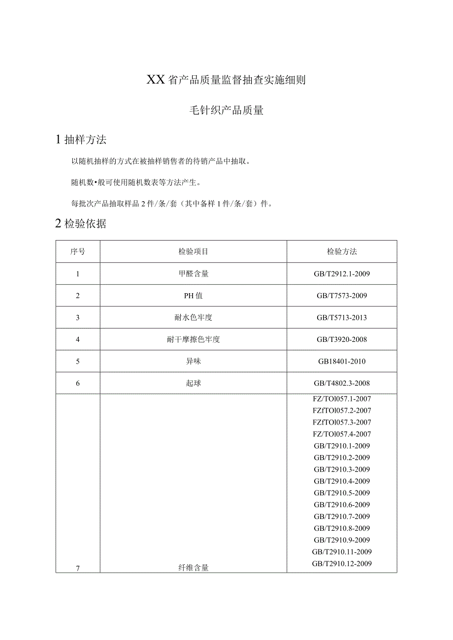 2021年毛针织产品甘肃省产品质量监督抽查实施细则.docx_第1页