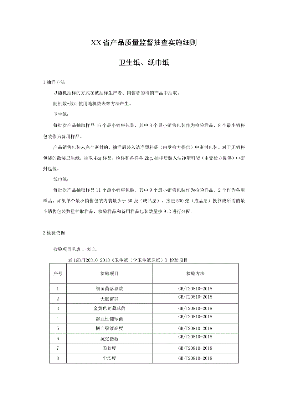 产品质量监督抽查实施细则——卫生纸、纸巾纸.docx_第1页