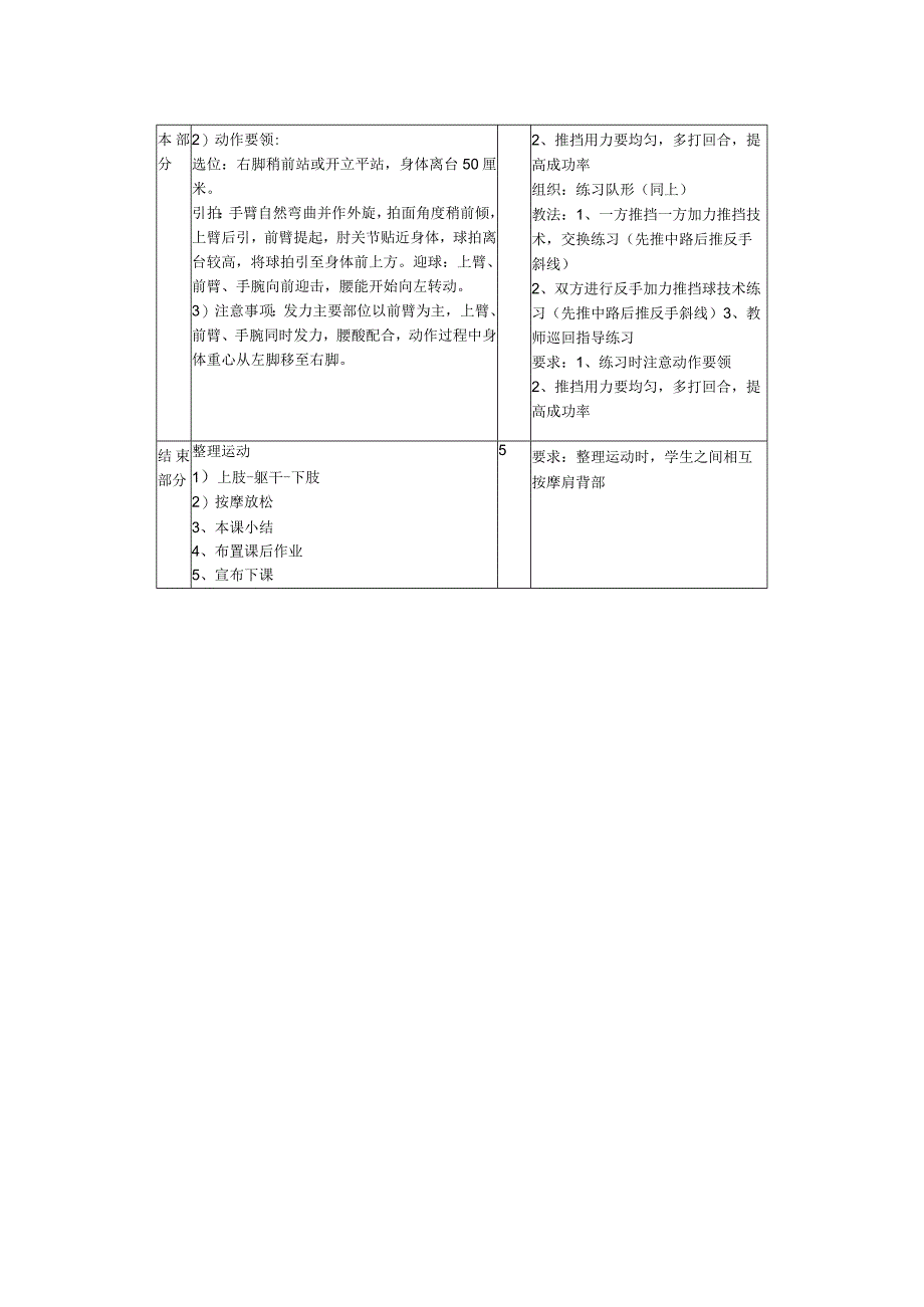 小学乒乓球第四课时加力推挡技术教案.docx_第2页