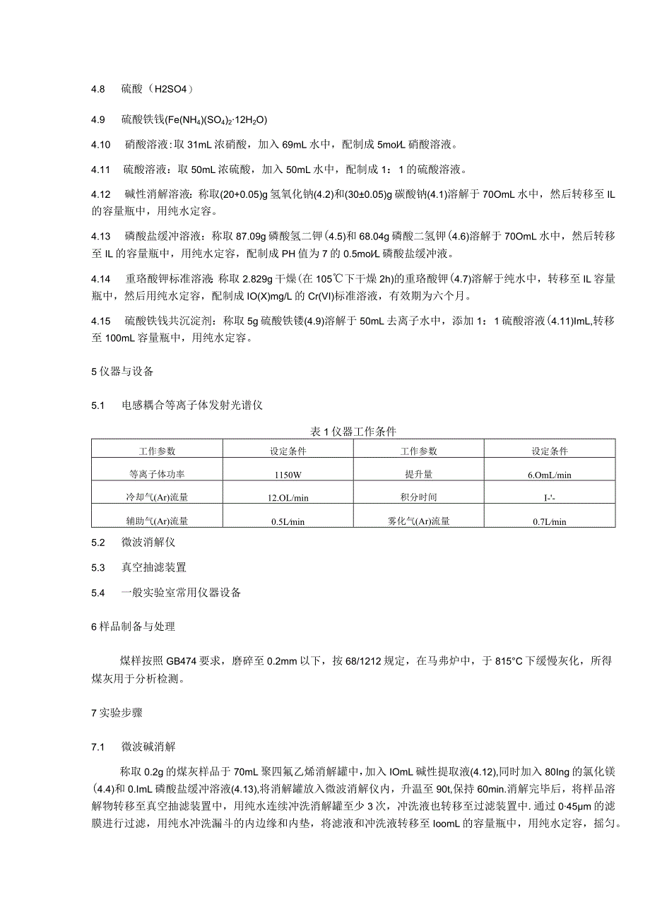 煤灰中六价铬的测定 微波碱消解电感耦合等离子体原子发射光谱法.docx_第2页