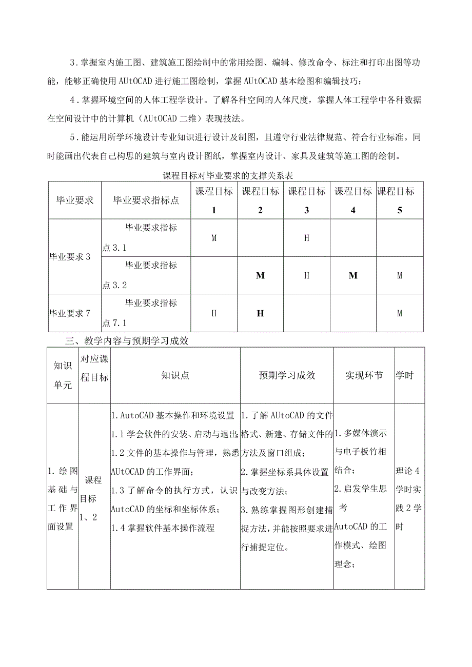 《计算机辅助设计（1）（CAD）》课程教学大纲.docx_第2页