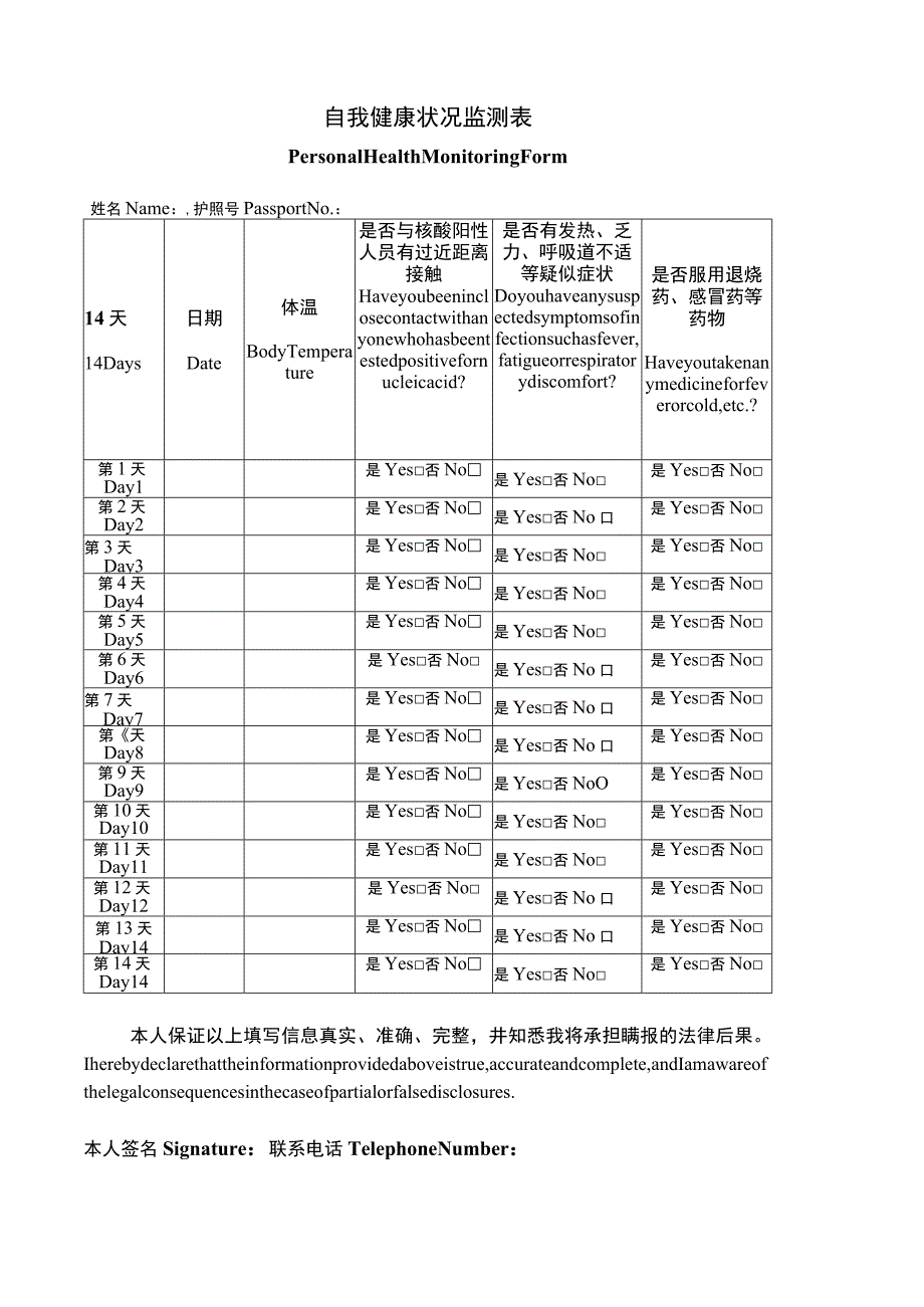 自我健康状况监测表.docx_第1页