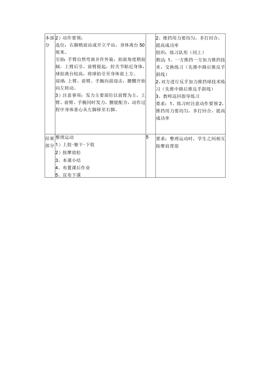 小学体育兵乒球第四周乒乓球加力推挡技术教案.docx_第2页