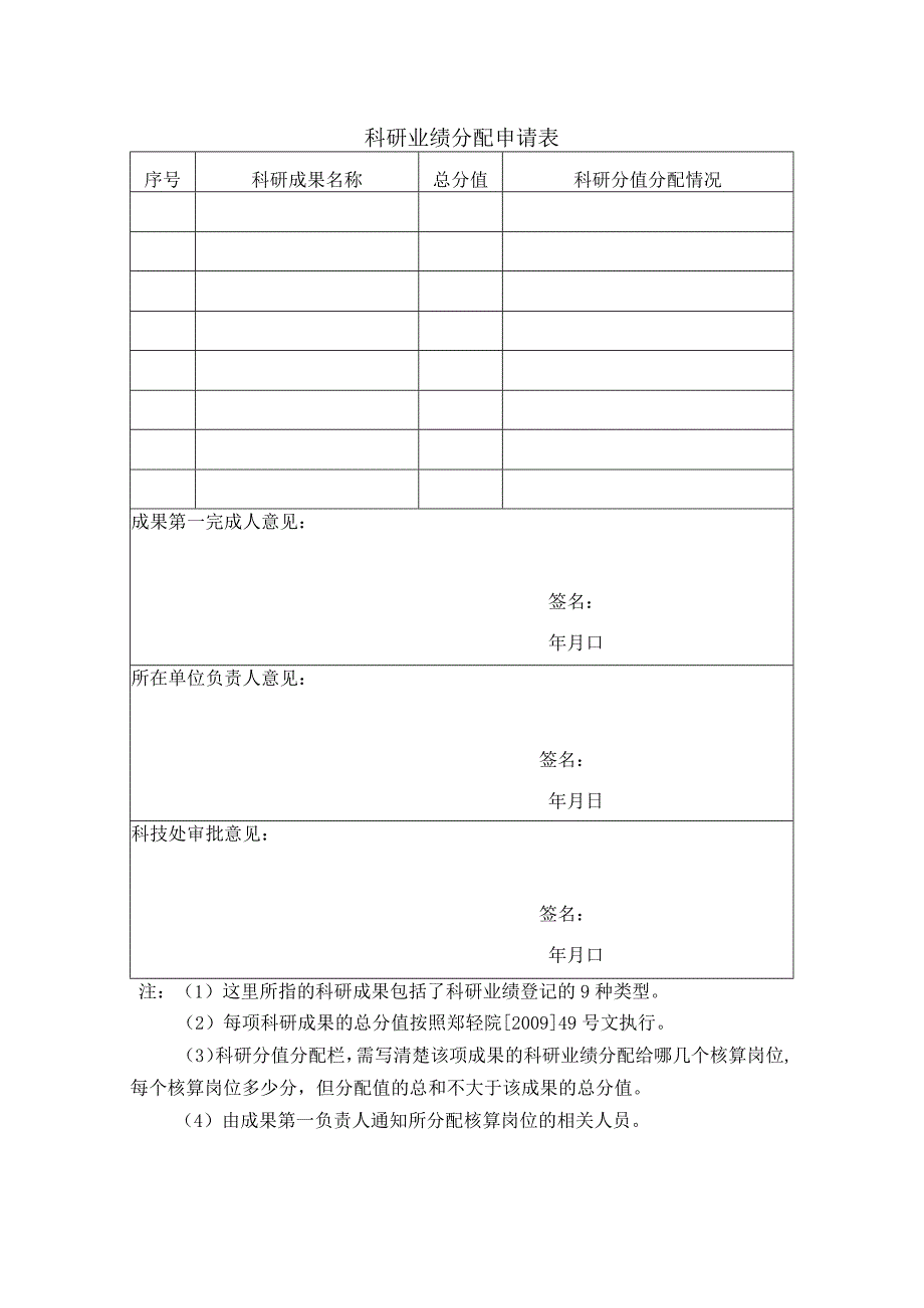 科研业绩分配申请表.docx_第1页