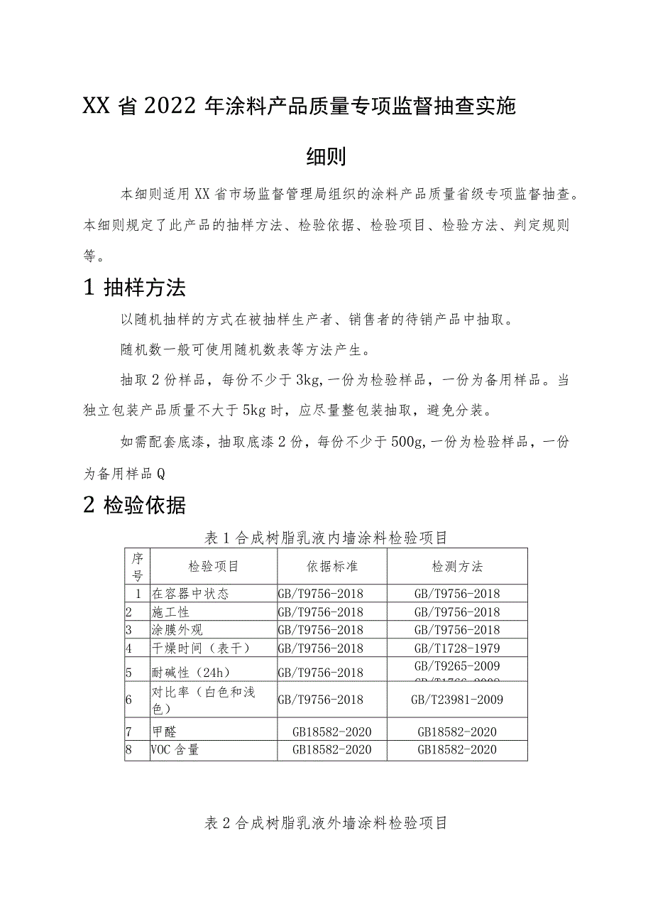 2022年涂料产品质量监督抽查实施细则.docx_第1页