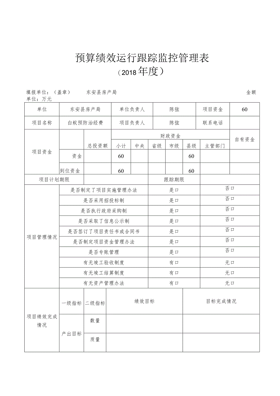 预算绩效运行跟踪监控管理表.docx_第1页