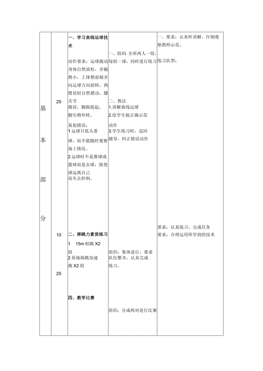 高校体育第一学期足球学习曲线运球教案.docx_第3页