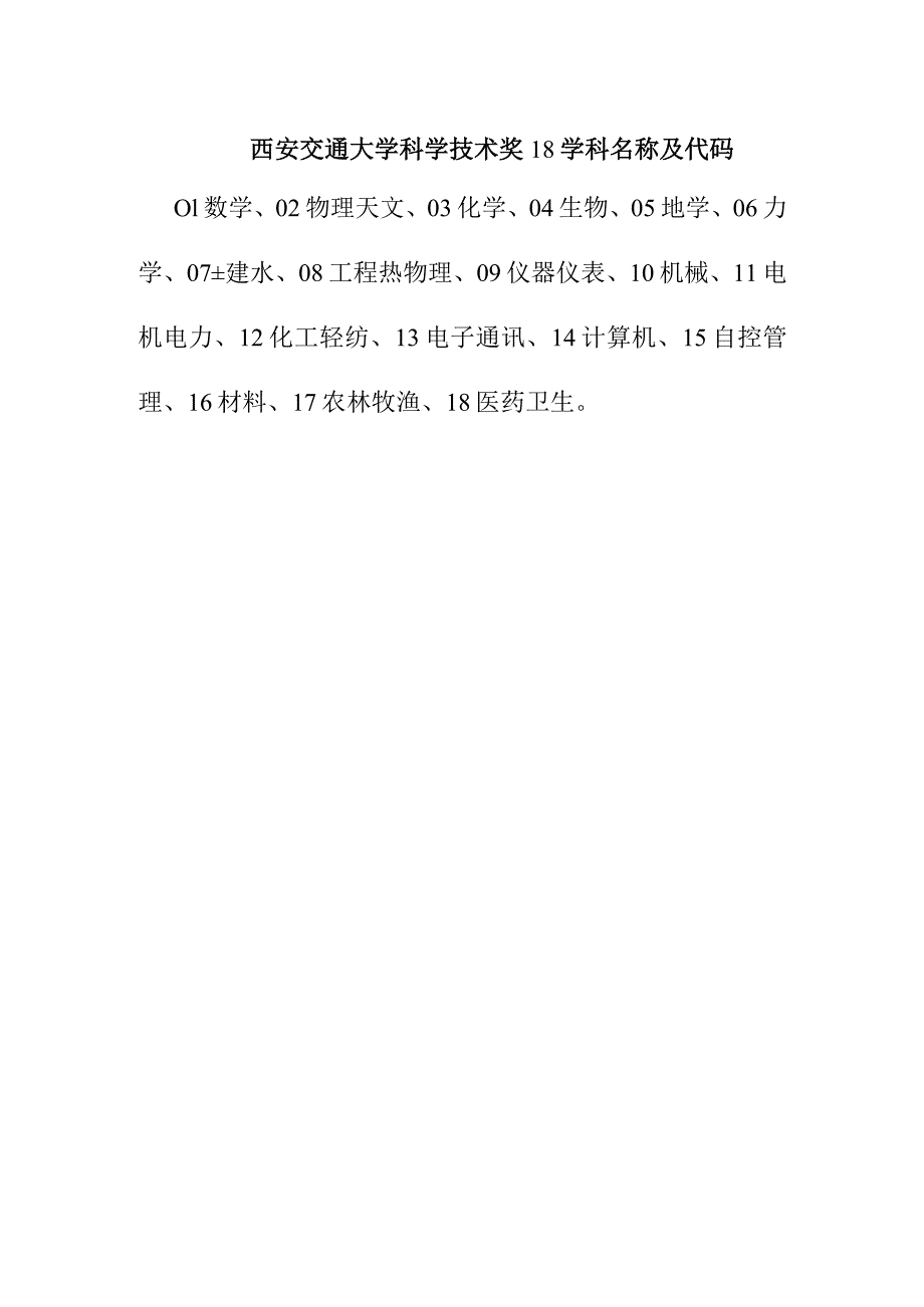 西安交通大学科学技术奖18学科名称及代码.docx_第1页