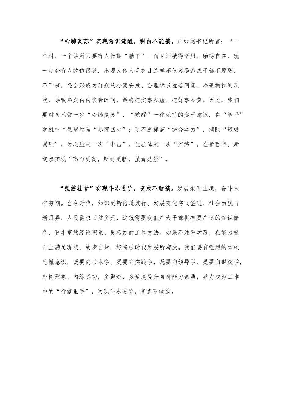 2023年开展“躺平式干部专项整治活动专题学习研讨心得体会发言材料1080字范文.docx_第2页