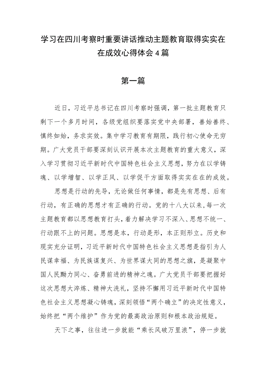 学习在四川考察时重要讲话对主题教育的实效进行科学、客观评估取得实实在在成效心得体会4篇.docx_第1页