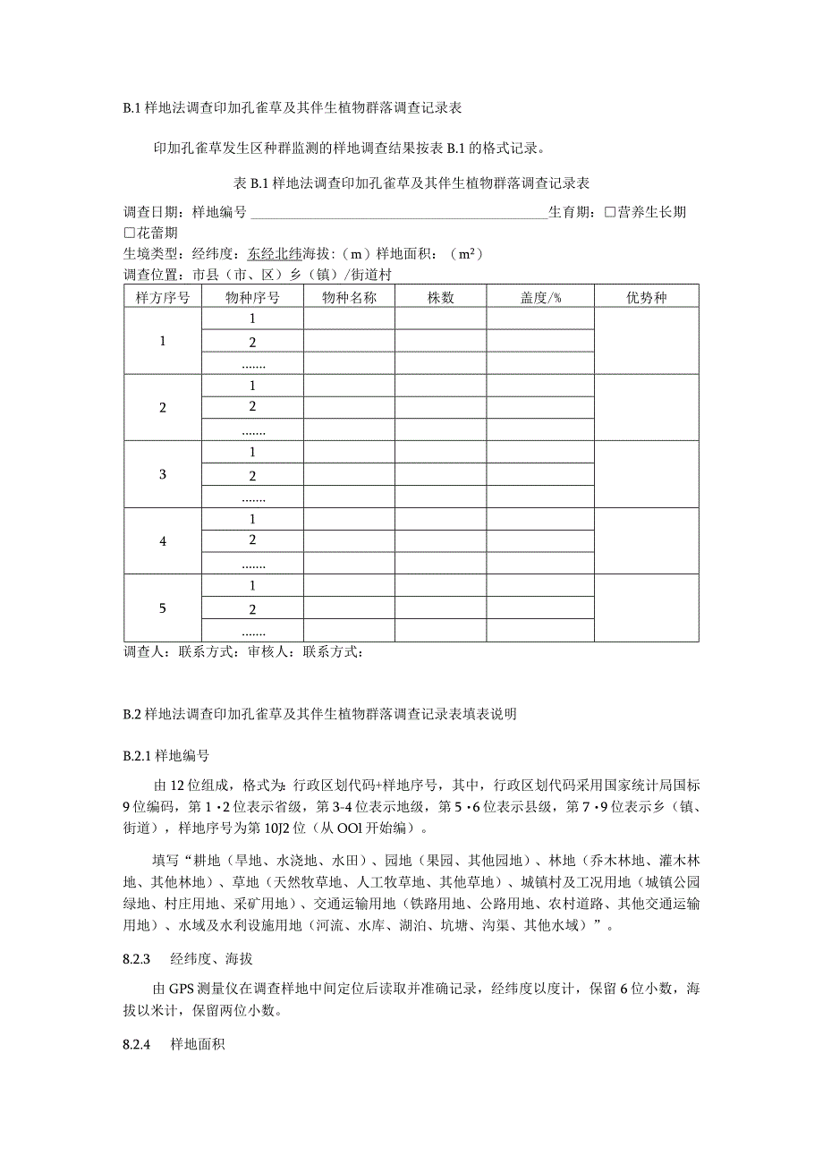 印加孔雀草的形态特征、监测样地调查结果记录格式、经济损失调查结果记录表.docx_第2页