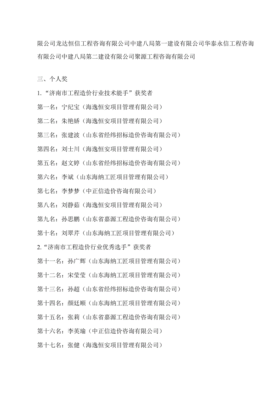 济南市住房和城乡建设局、济南市总工会关于表扬2023年度济南市数字造价应用(安装工程)技能大赛获奖单位和选手的通报.docx_第3页