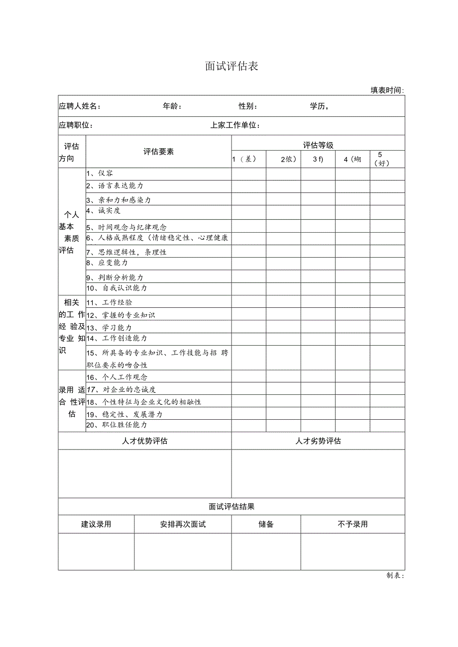 面试评估表.docx_第1页