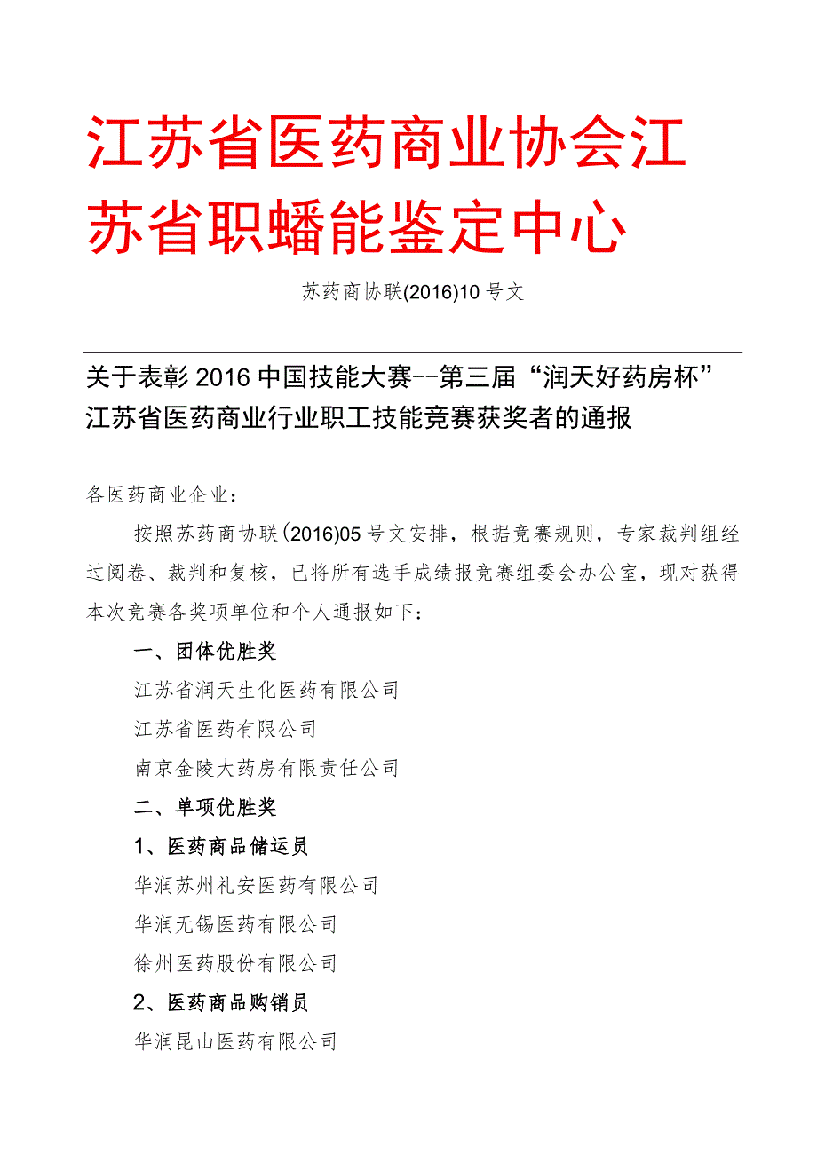 江苏省医药商业协会江苏省职业技能鉴定中心.docx_第1页