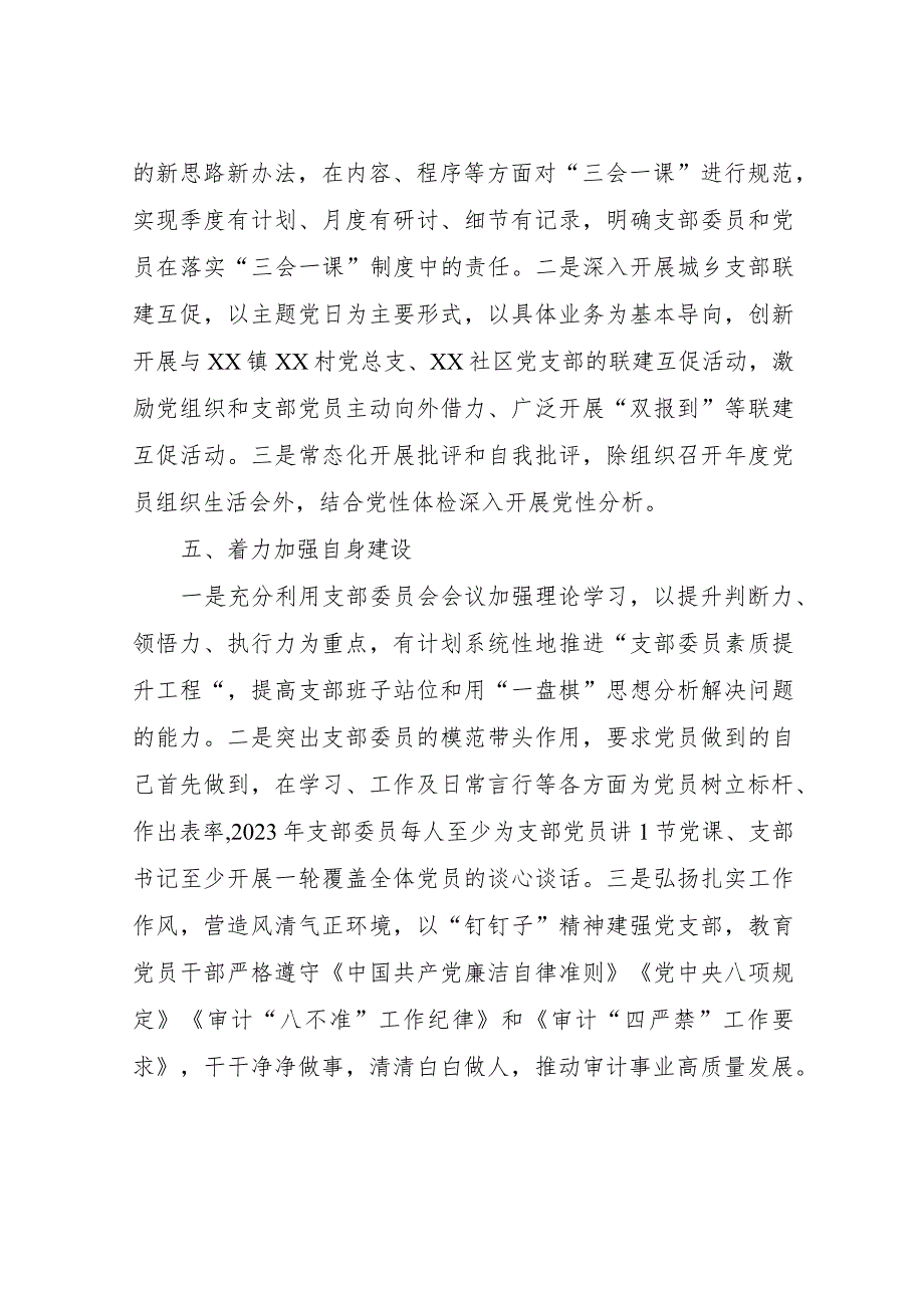 XX市审计局支部委员会2023年党支部工作计划.docx_第3页