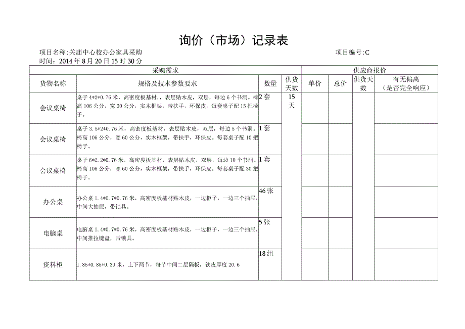 询价市场记录表.docx_第1页