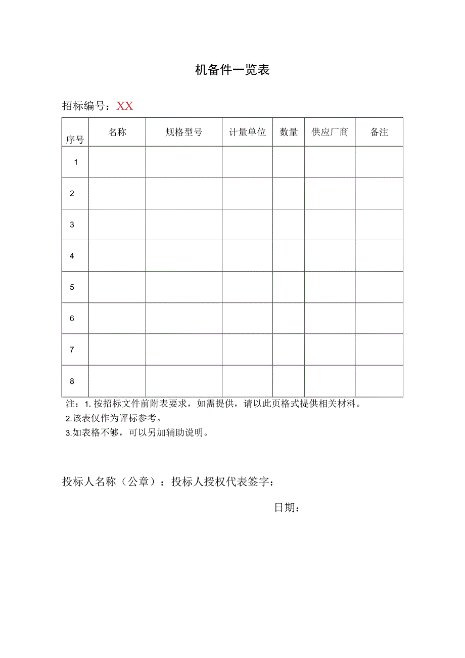 机备件一览表41(2023年).docx_第1页