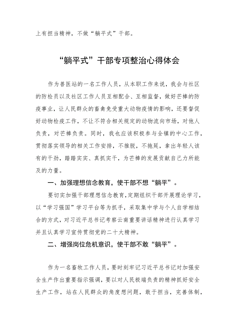 2023乡镇“躺平式”干部专项整治的心得体会四篇.docx_第3页