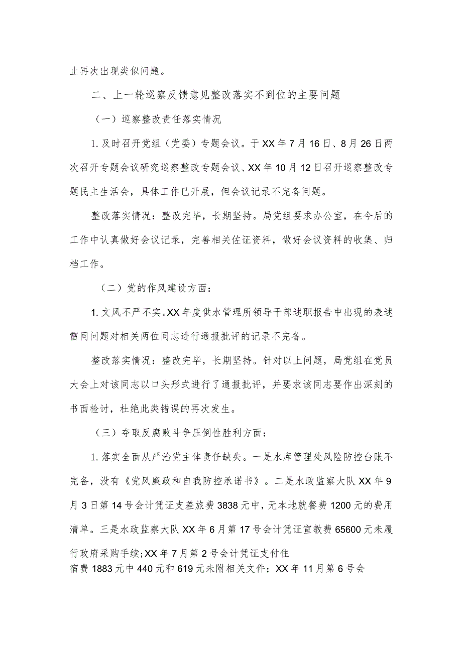 2023水务局党组巡察整改督查工作落实情况的报告.docx_第2页