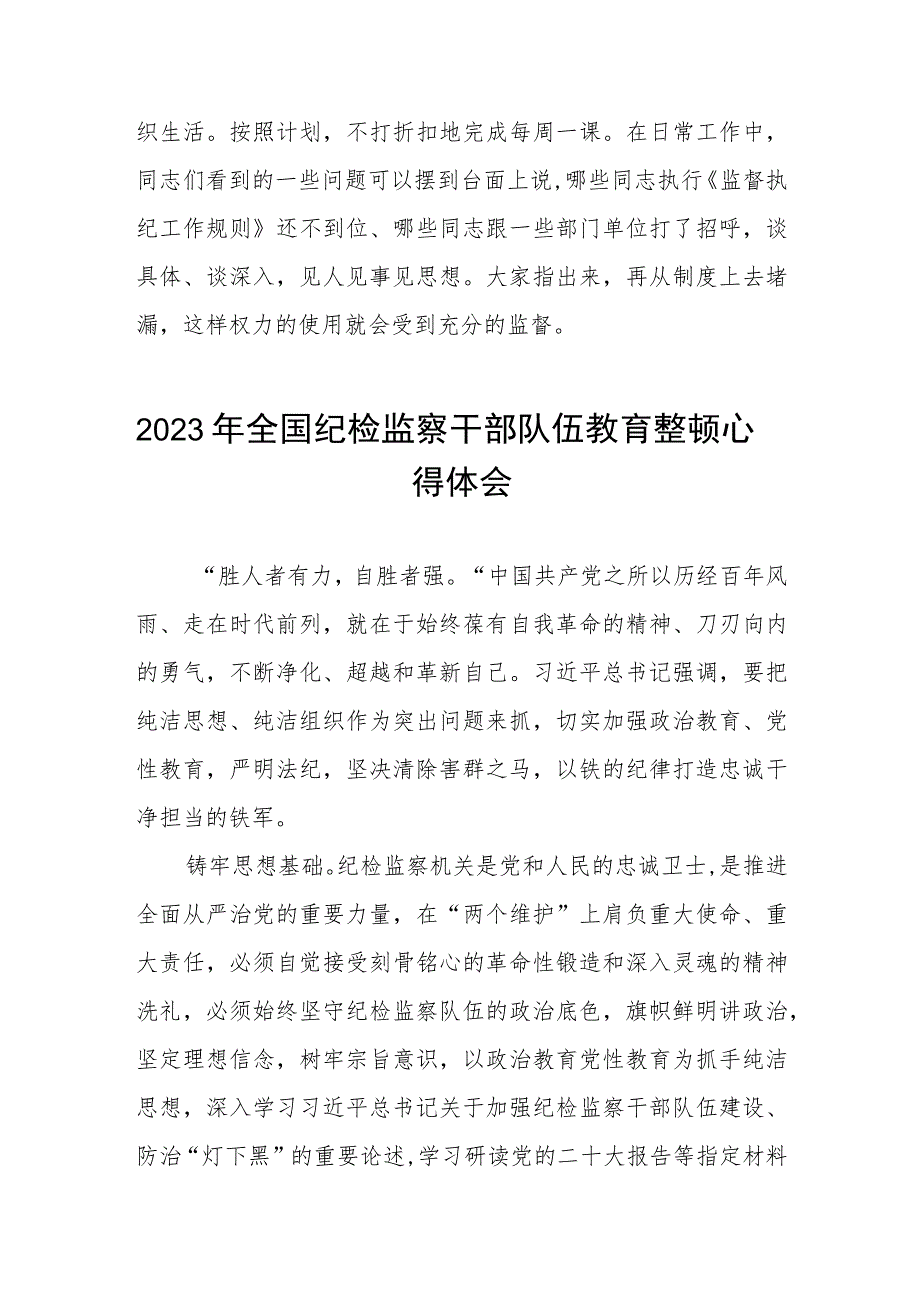 2023全国纪检监察干部队伍教育整顿的心得体会感悟材料两篇.docx_第3页