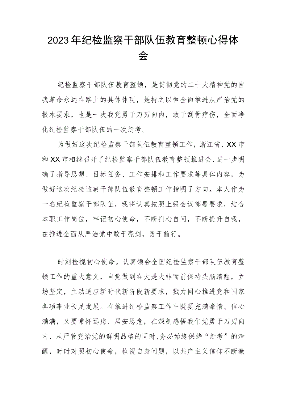 2023年纪检监察干部队伍教育整顿心得体会研讨发言材料六篇.docx_第3页