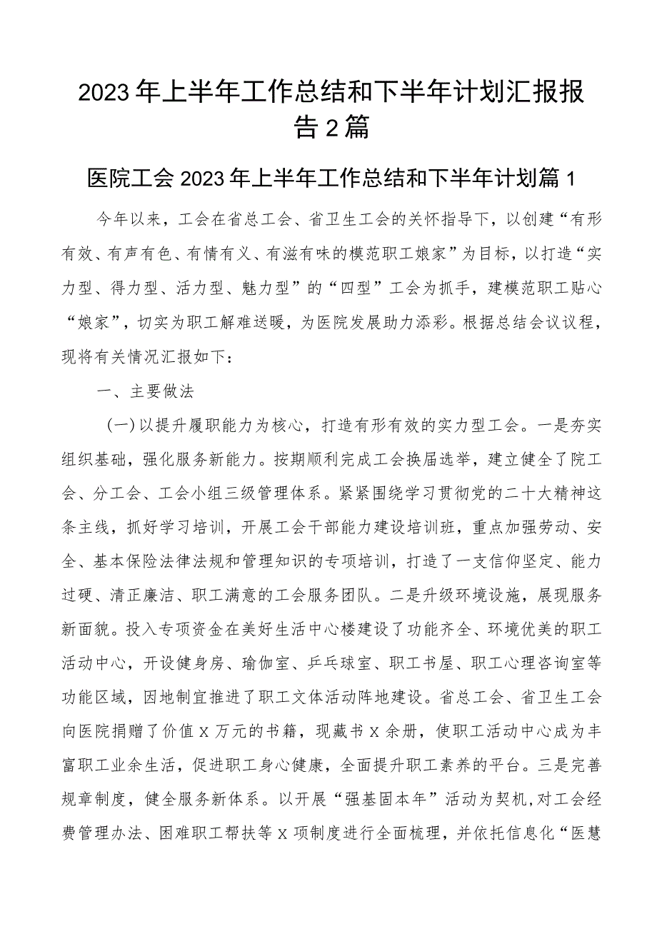 2023年上半年工作总结和下半年计划汇报报告2篇.docx_第1页