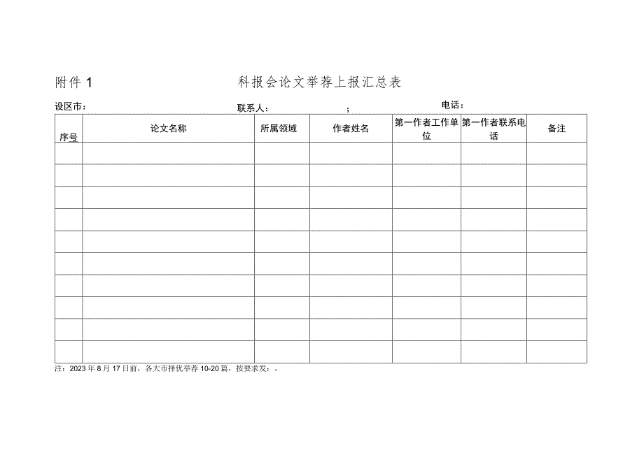 科报会论文举荐上报汇总表.docx_第1页