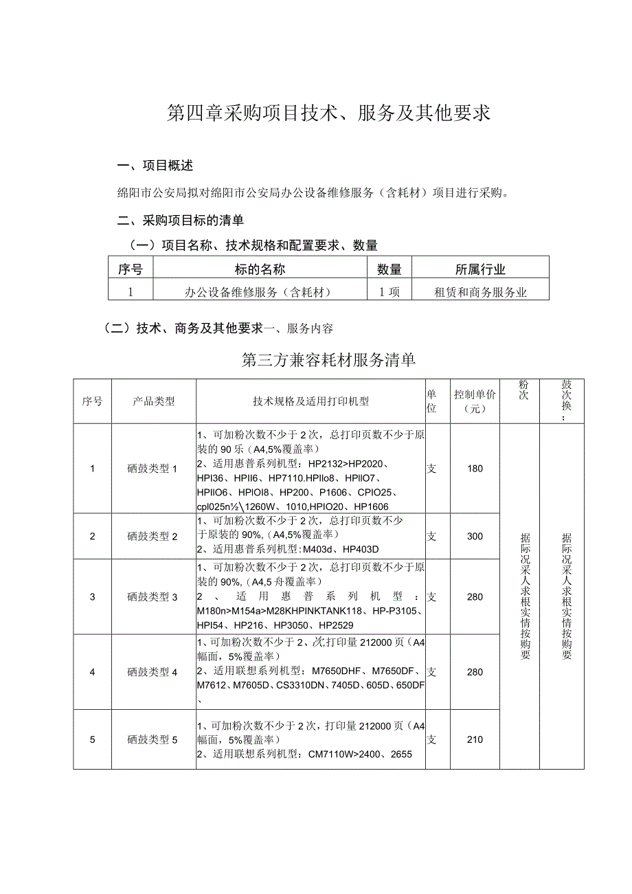 第四章采购项目技术、服务及其他要求.docx_第1页