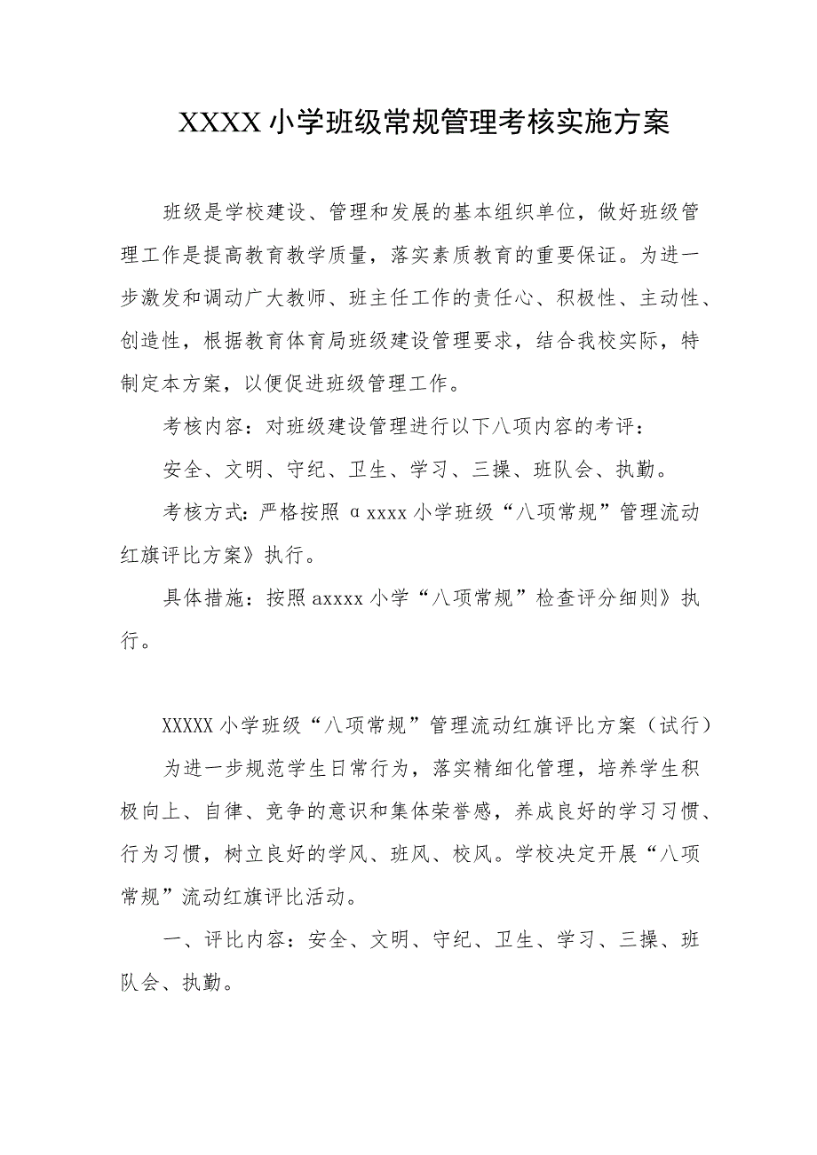 小学班级常规管理考核实施方案.docx_第1页