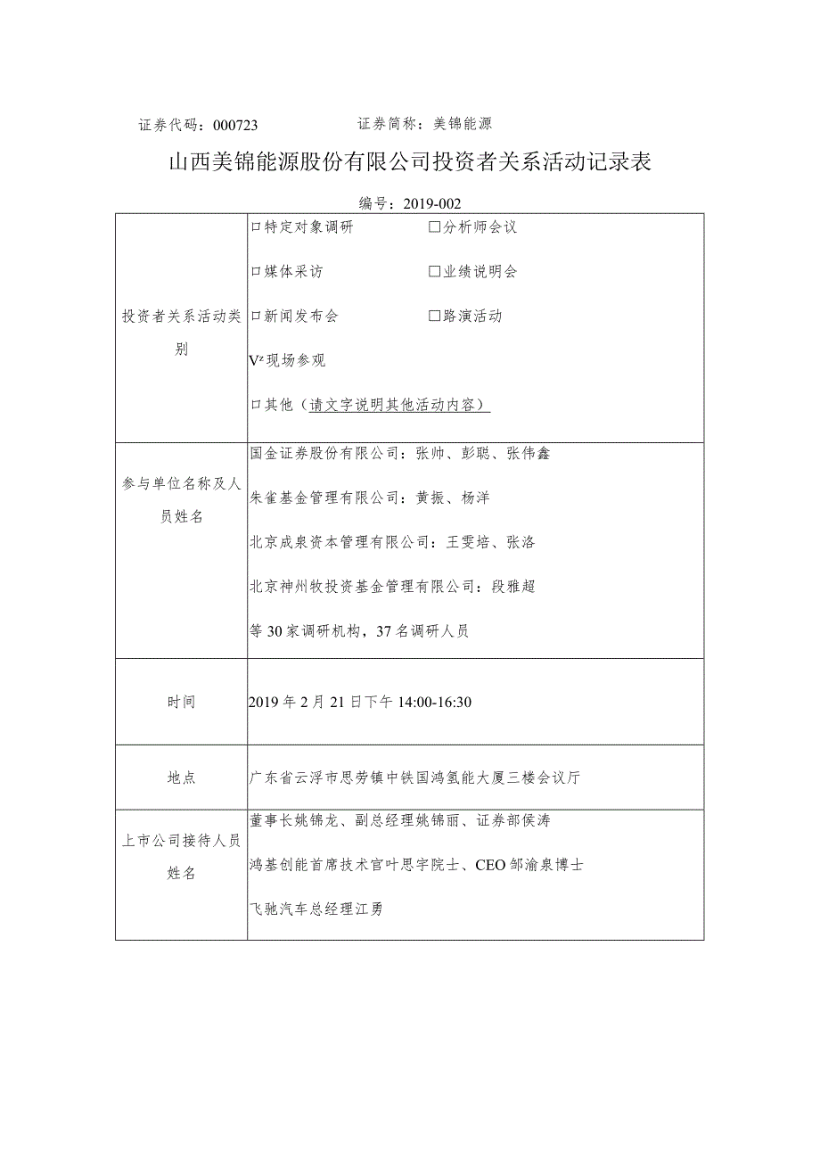 证券代码000723证券简称美锦能源山西美锦能源股份有限公司投资者关系活动记录表.docx_第1页