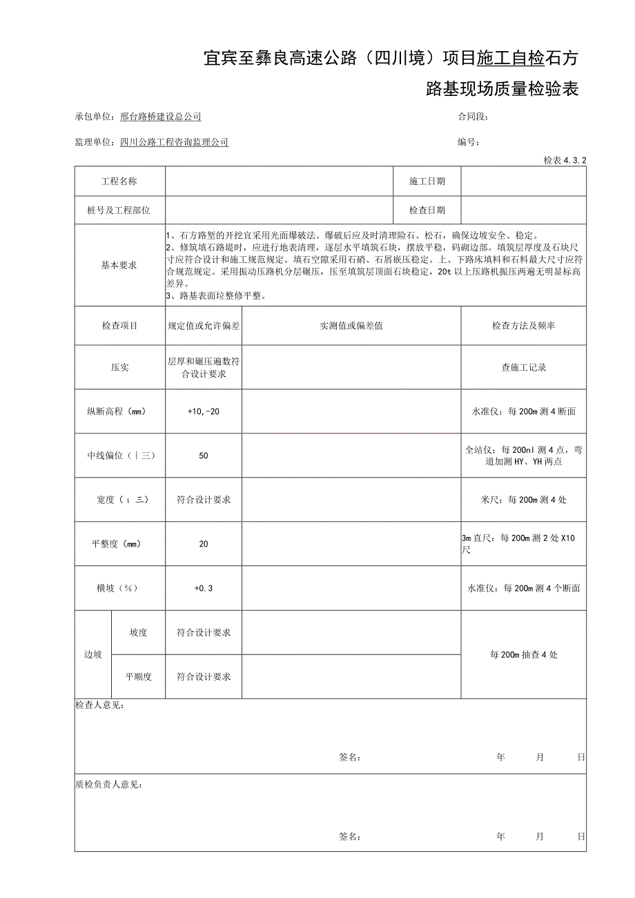 石方路基现场质量检验表.docx_第1页