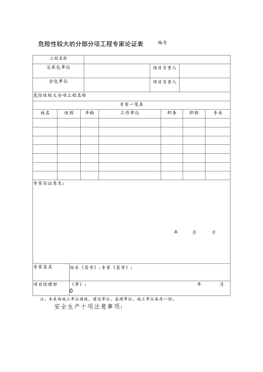 危险性较大的分部分项工程专家论证表范文.docx_第1页