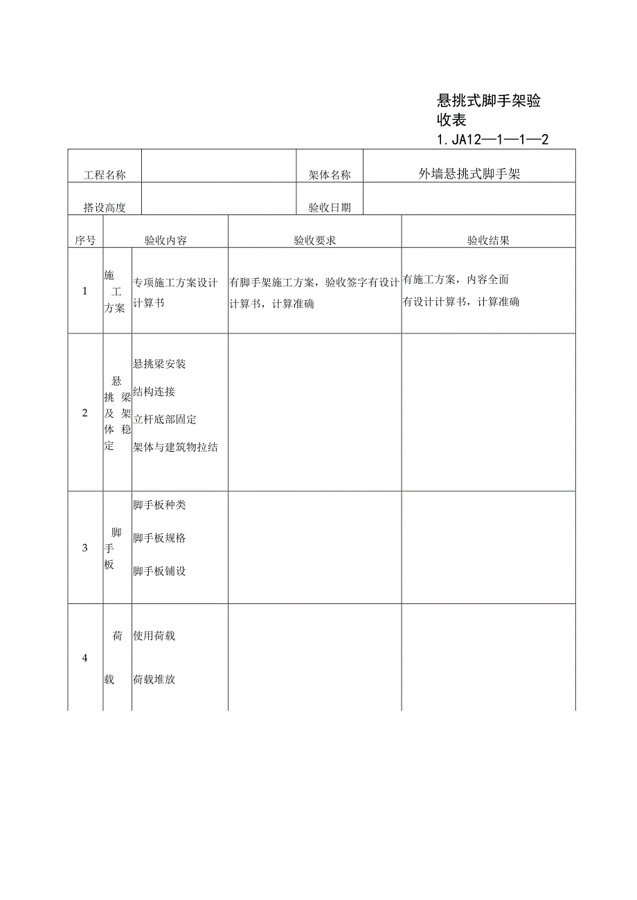 悬挑式脚手架验收记录范文.docx_第1页