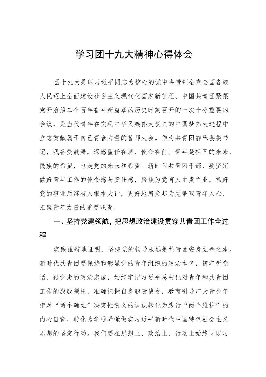 党员干部学习团十九大精神心得体会样本四篇.docx_第1页