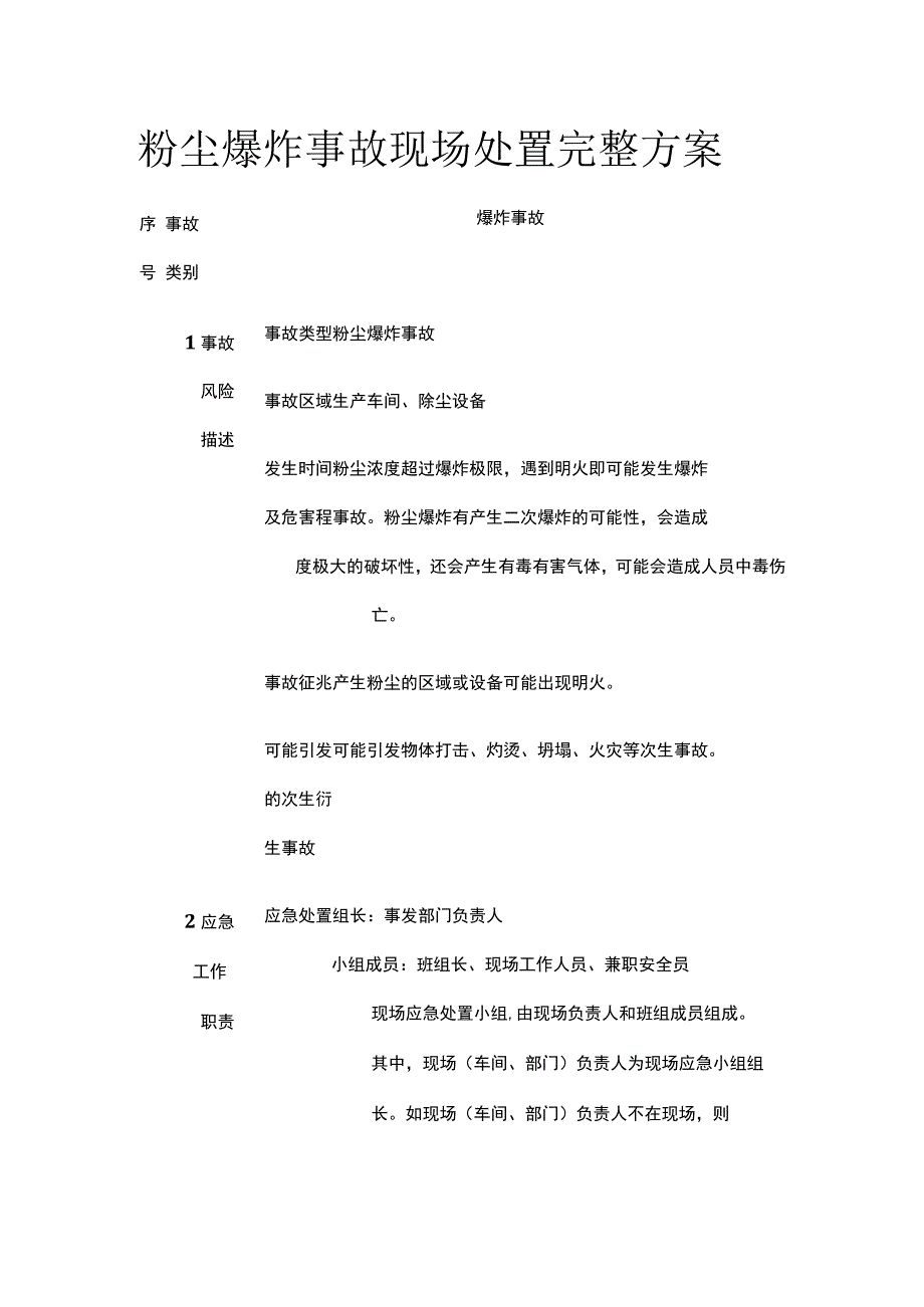 粉尘爆炸事故现场处置完整方案.docx_第1页