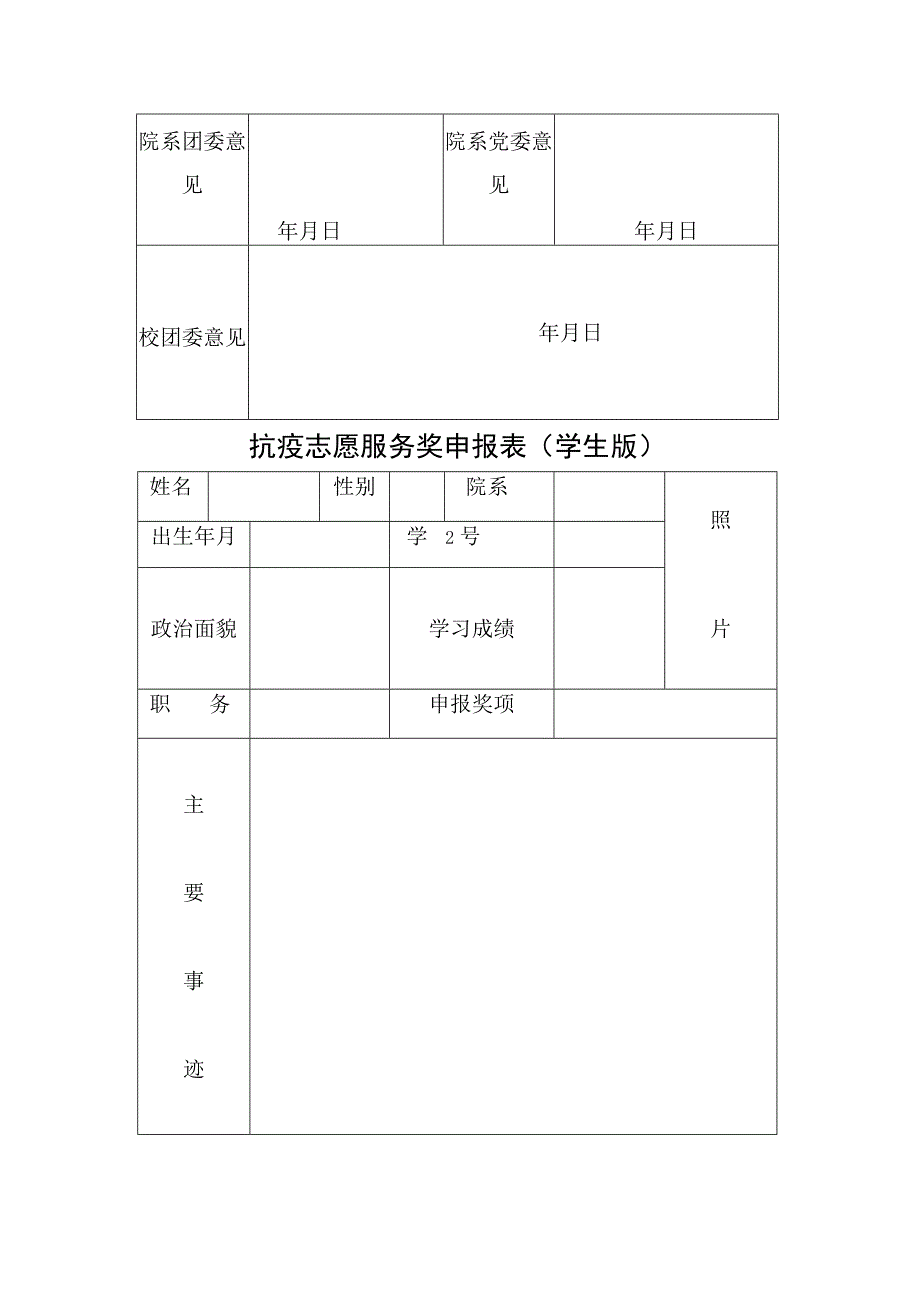 评优申报表格抗疫志愿服务奖申报表教师版.docx_第2页