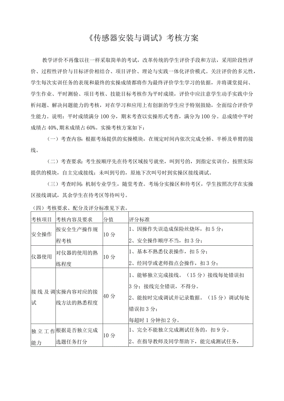 《传感器安装与调试》考核方案.docx_第1页