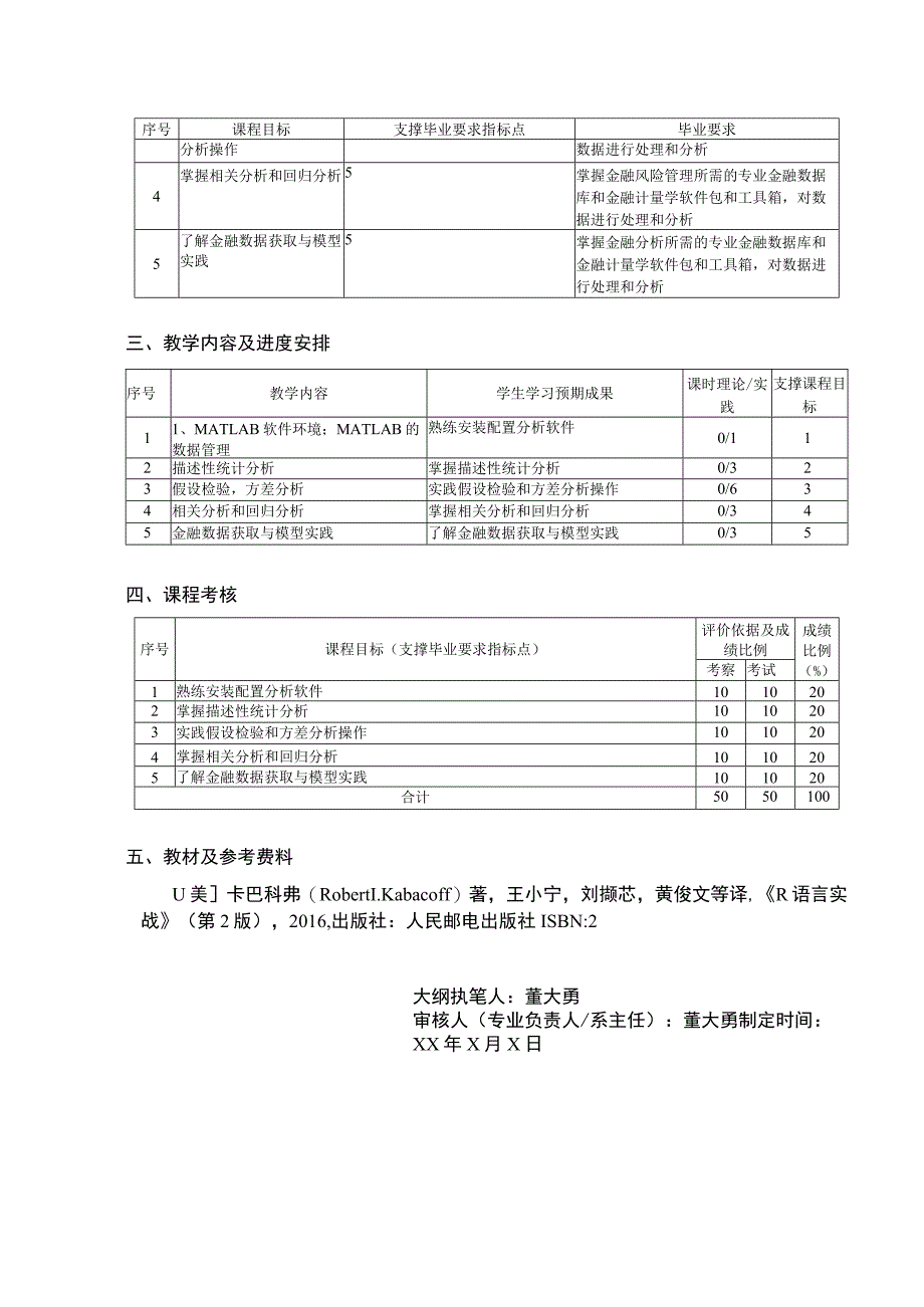 西南交通大学《金融统计软件应用实训》课程教学大纲2019版.docx_第2页