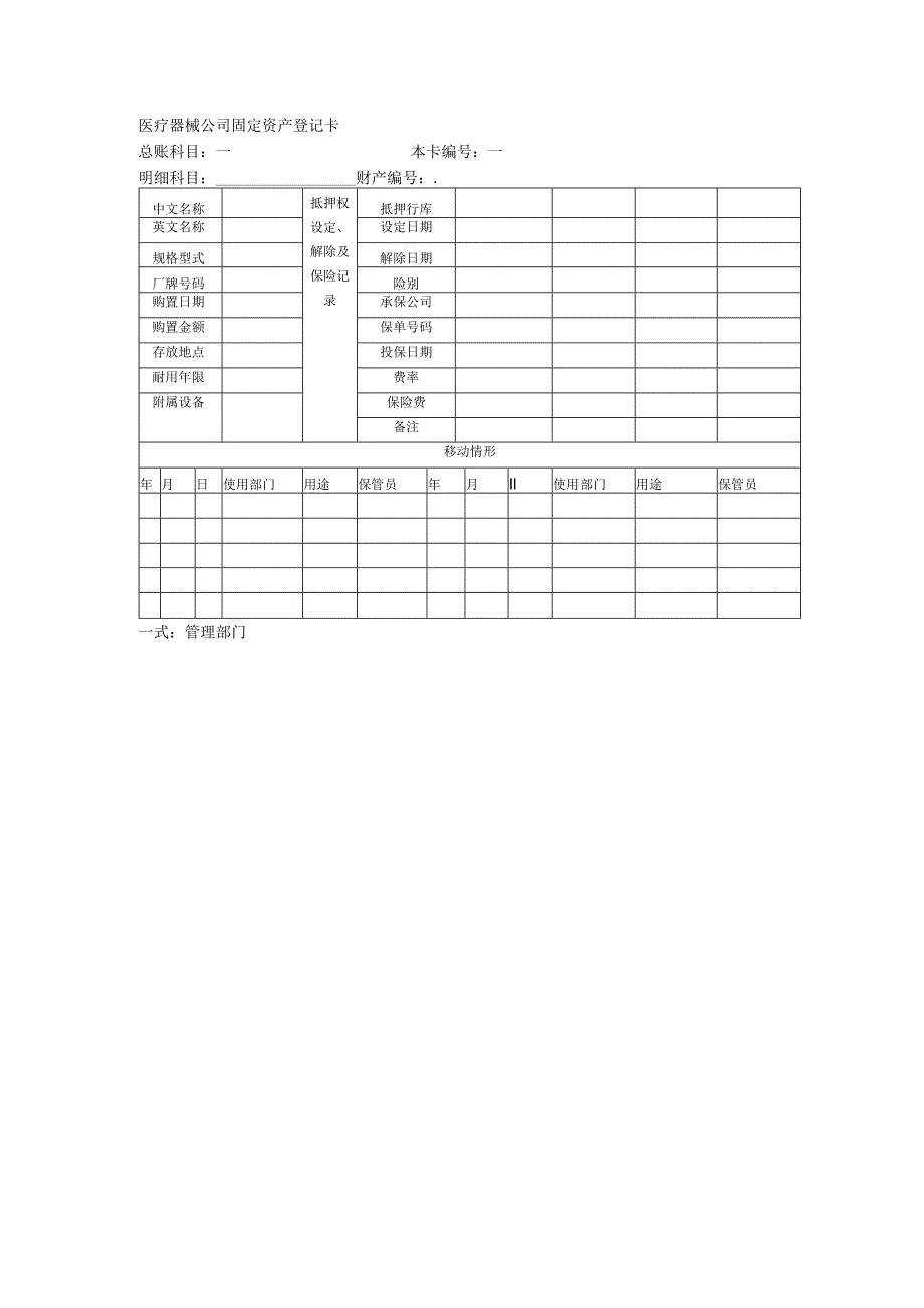 医疗器械公司固定资产登记卡.docx_第1页