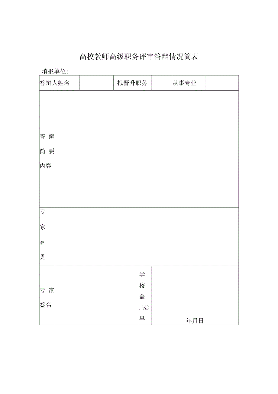 高校教师高级职务评审答辩情况简表.docx_第1页