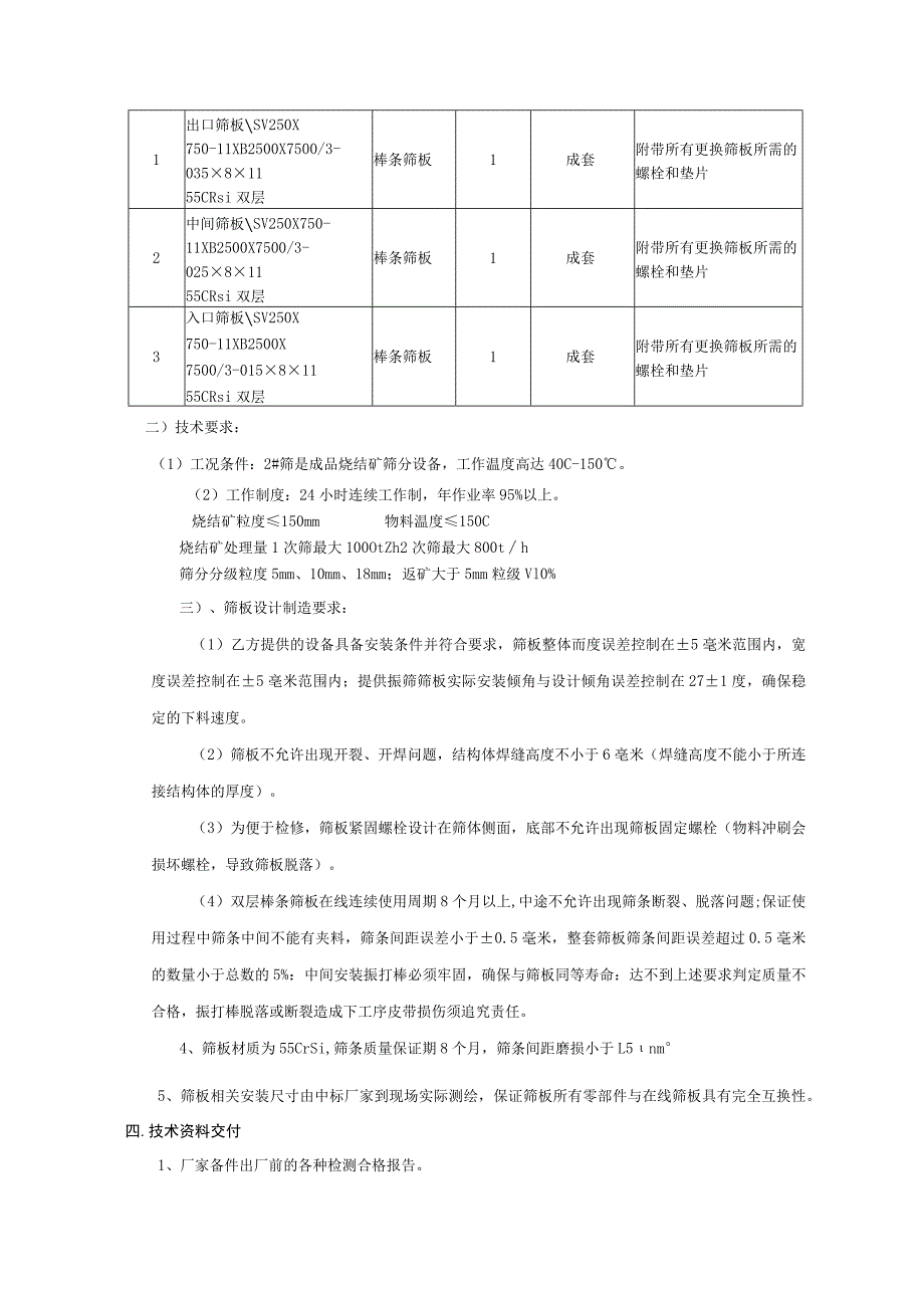 酒钢集团榆钢公司炼铁作业区烧结工序2#筛筛板技术协议.docx_第3页