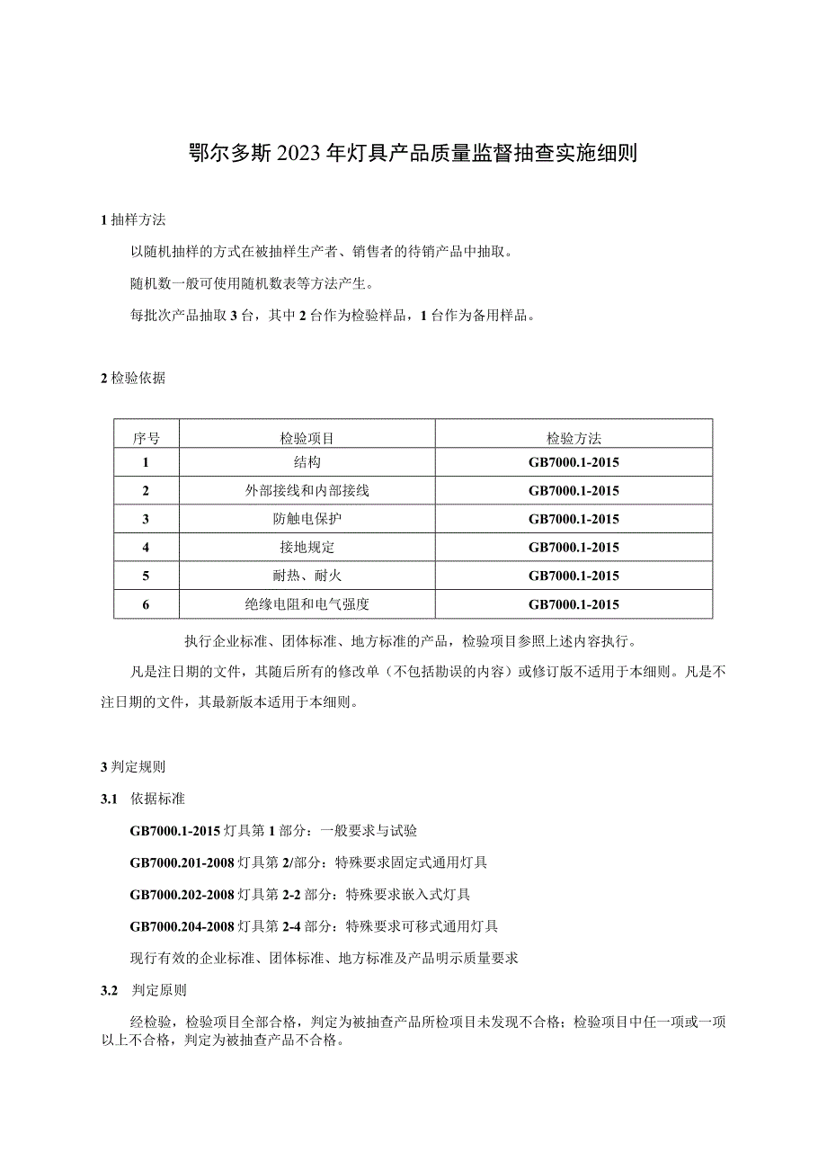 鄂尔多斯2023年灯具产品质量监督抽查实施细则.docx_第1页