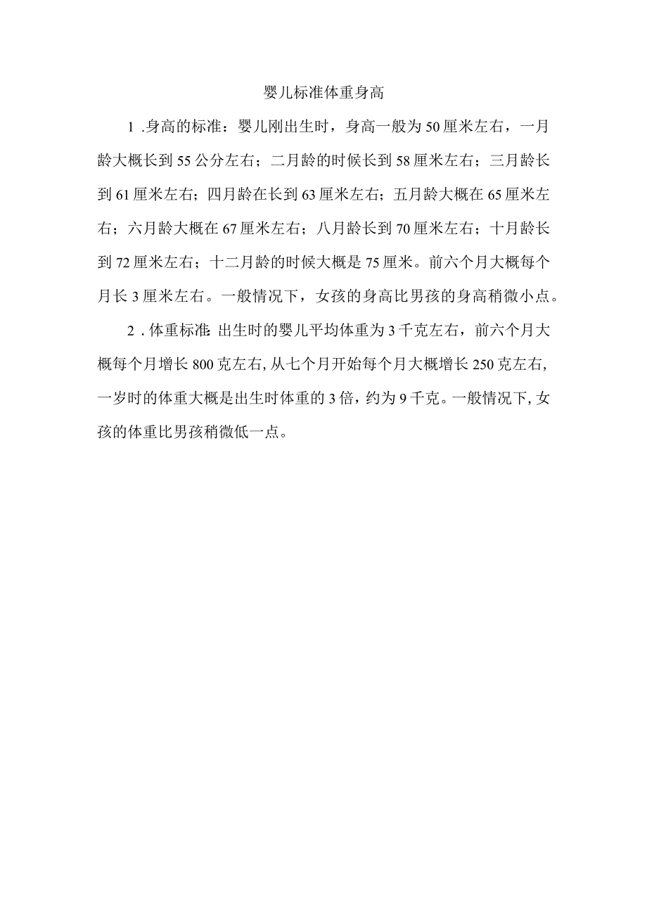 婴儿标准体重身高.docx_第1页