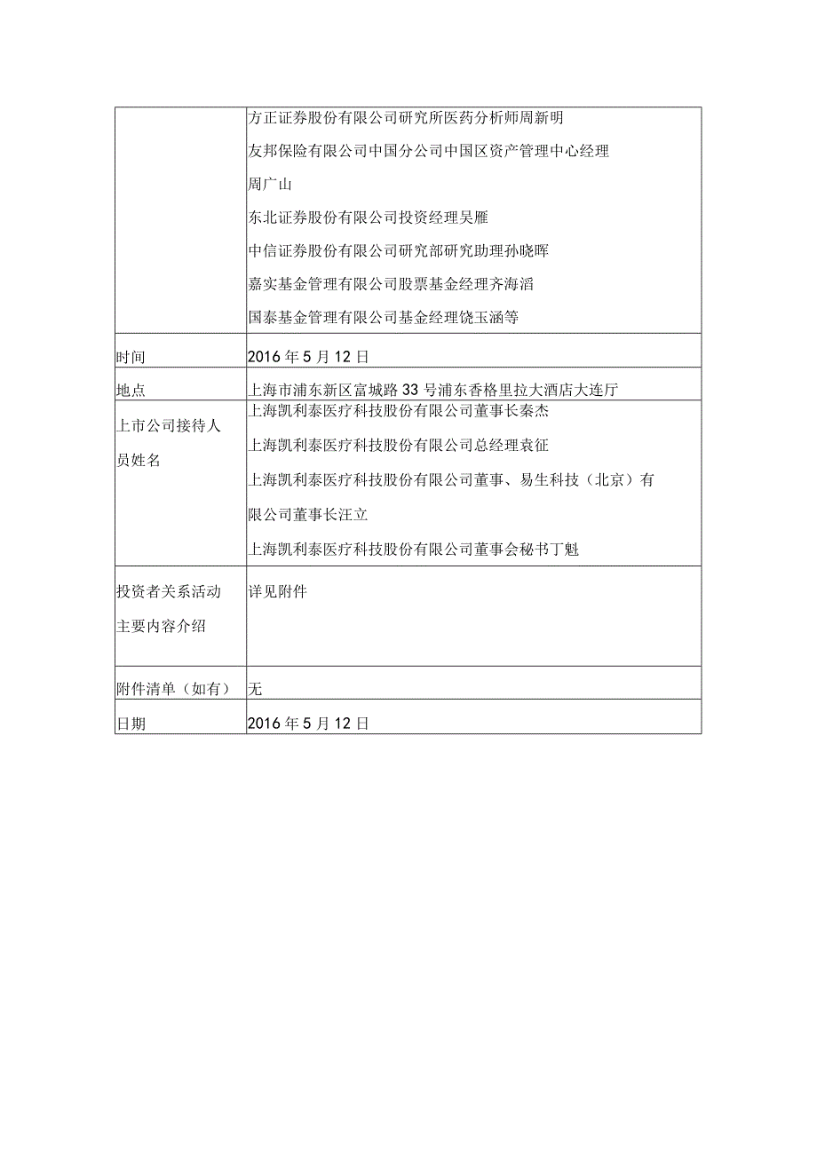 证券代码326证券简称凯利泰上海凯利泰医疗科技股份有限公司投资者关系活动记录表.docx_第2页