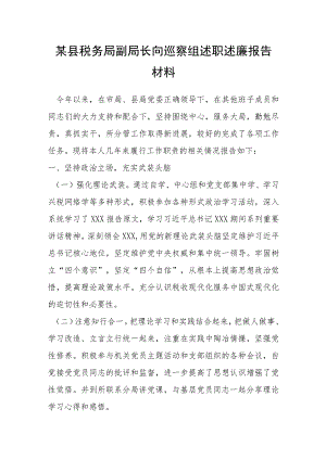 某县税务局副局长向巡察组述职述廉报告材料.docx