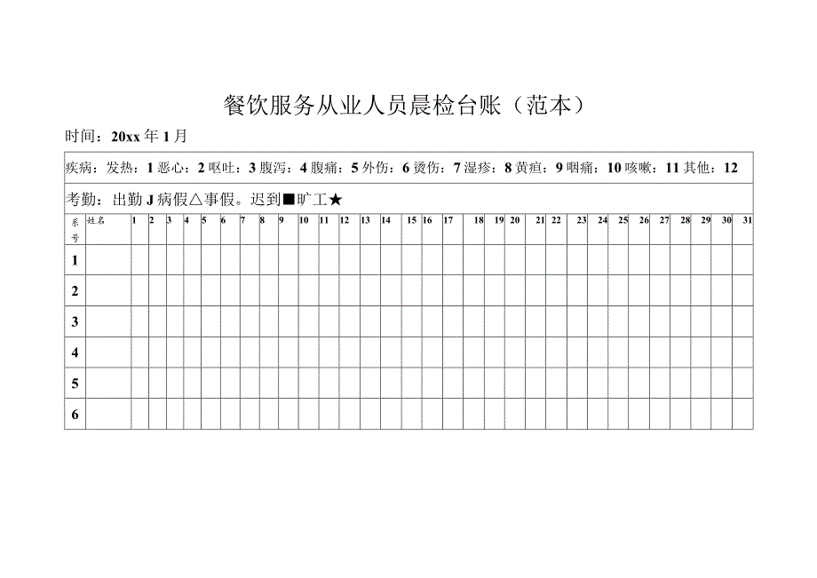 餐饮服务从业人员晨检台账.docx_第1页